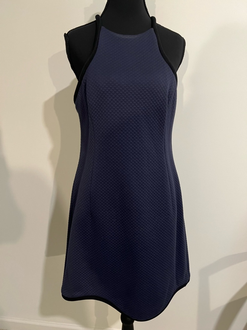 Phillip Lim Satin-Piped Scalloped Sheath Dress, navy and black